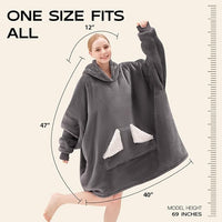 Load image into Gallery viewer, Oversized Wearable Blanket Hoodie - Sherpa Fleece, Warm &amp; Cozy, Grey
