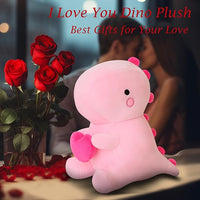 Load image into Gallery viewer, Adorable Pink Dinosaur Plush Toy with Heart, Valentine’s Gift, 12 Inch
