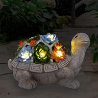 Load image into Gallery viewer, Garden Turtle Statue with Succulent &amp; 7 LED Lights
