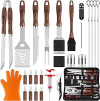Load image into Gallery viewer, 26pcs Stainless Steel BBQ Grill Tool Set with Heat-Resistant Handles
