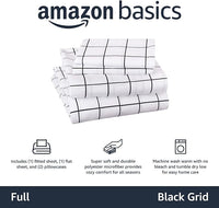 Load image into Gallery viewer, Soft Microfiber 4-Piece Full Bed Sheet Set with Elastic Pockets, Geometric Black Grid
