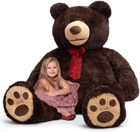 Load image into Gallery viewer, 5ft Giant Teddy Bear - Huge Plush Toy with Embroidered Paws &amp; Red Ribbon
