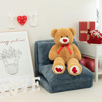 Load image into Gallery viewer, 36-Inch Tan Teddy Bear with Red Heart – Valentine’s Gift
