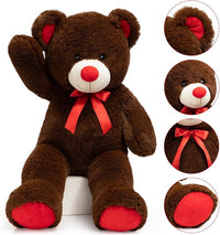 Load image into Gallery viewer, 36&quot; Giant Teddy Bear - Plush Toy with Red Ribbon, Perfect Gift
