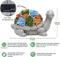 Load image into Gallery viewer, Garden Turtle Statue with Succulent &amp; 7 LED Lights
