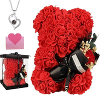 Load image into Gallery viewer, Handmade Red Rose Teddy Bear with Flowers, Gift Box for Valentine’s Day

