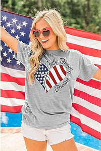 Load image into Gallery viewer, Patriotic Women&#39;s American Flag Shirt | Short Sleeve July 4th Top S-XXL

