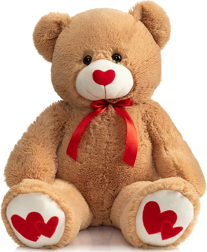 36-Inch Tan Teddy Bear with Red Heart – Valentine’s Gift