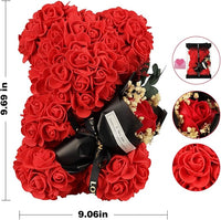 Load image into Gallery viewer, Handmade Red Rose Teddy Bear with Flowers, Gift Box for Valentine’s Day
