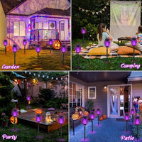 Load image into Gallery viewer, Solar-Powered Halloween Outdoor Lights with Purple Flame Effect
