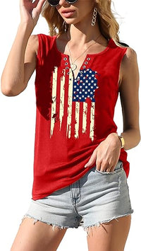 Load image into Gallery viewer, Trendy American Flag V-Neck Tank Tops for Women
