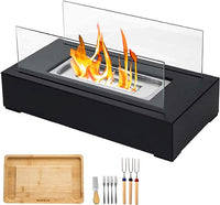Load image into Gallery viewer, Portable Tabletop Fire Pit with S’mores Maker Kit – Indoor/Outdoor Fireplace, Stainless Steel &amp; Glass
