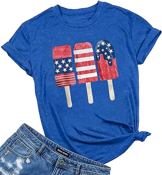 Popsicle Graphic Tee - Women's 4th of July Short Sleeve Shirt