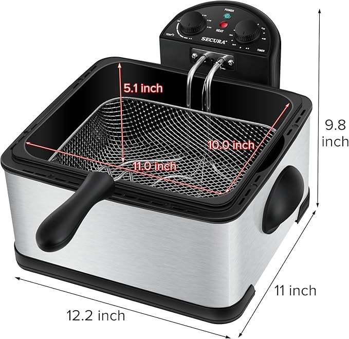 1700W Stainless Steel Deep Fryer with 3 Baskets