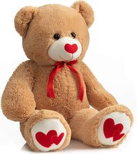 Load image into Gallery viewer, 36-Inch Tan Teddy Bear with Red Heart – Valentine’s Gift
