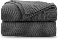 Load image into Gallery viewer, Charcoal Grey Cable Knit Throw Blanket - Soft, Lightweight, 50&quot;x60&quot;
