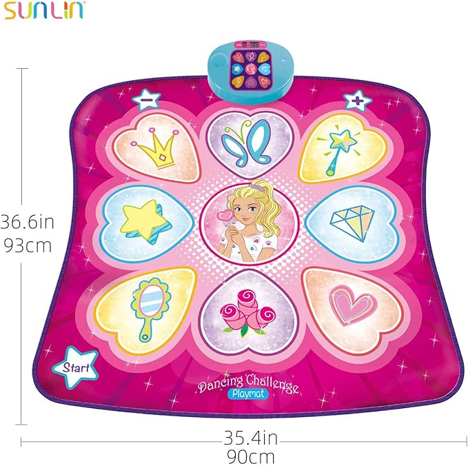 Dance Mat for Kids - LED Rhythm Step Pad with 3 Levels, Music & Lights