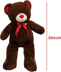 Load image into Gallery viewer, 36&quot; Giant Teddy Bear - Plush Toy with Red Ribbon, Perfect Gift
