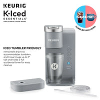 Load image into Gallery viewer, K-Iced Essentials Gray Coffee Maker + Iced Tumbler

