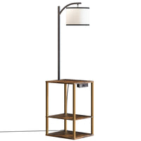Load image into Gallery viewer, Floor Lamp with Table, USB Ports, and Shelves
