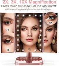 Load image into Gallery viewer, LED Makeup Mirror with 10X/3X/2X Magnification
