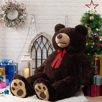 Load image into Gallery viewer, 5ft Giant Teddy Bear - Huge Plush Toy with Embroidered Paws &amp; Red Ribbon
