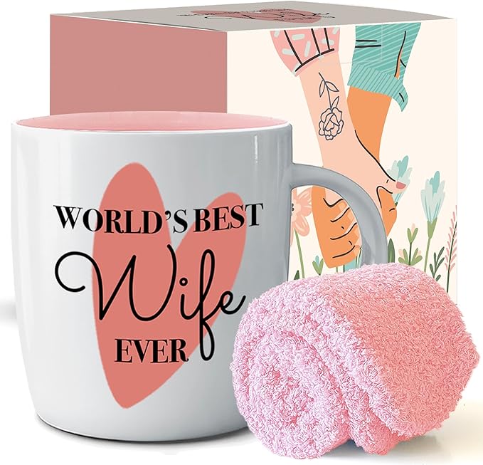 Best Wife Ever Coffee Mug and Pink Socks Gifts