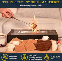 Load image into Gallery viewer, Portable Tabletop Fire Pit with S’mores Maker Kit – Indoor/Outdoor Fireplace, Stainless Steel &amp; Glass
