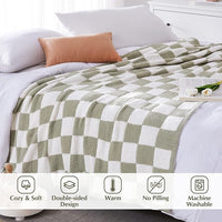 Load image into Gallery viewer, Checkered Microfiber Throw Blanket - Soft, Cozy, Lightweight &amp; Warm 50&quot;x70&quot;
