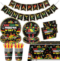 Load image into Gallery viewer, Complete Juneteenth Party Supplies Set - 142 Pieces for Freedom Day Celebration
