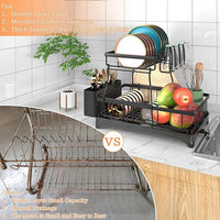 Load image into Gallery viewer, 2-Tier Dish Drying Rack with Drainboard &amp; Utensil Holders
