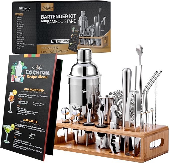 Mixology Bartender Kit with Japanese Jigger & Bamboo Stand