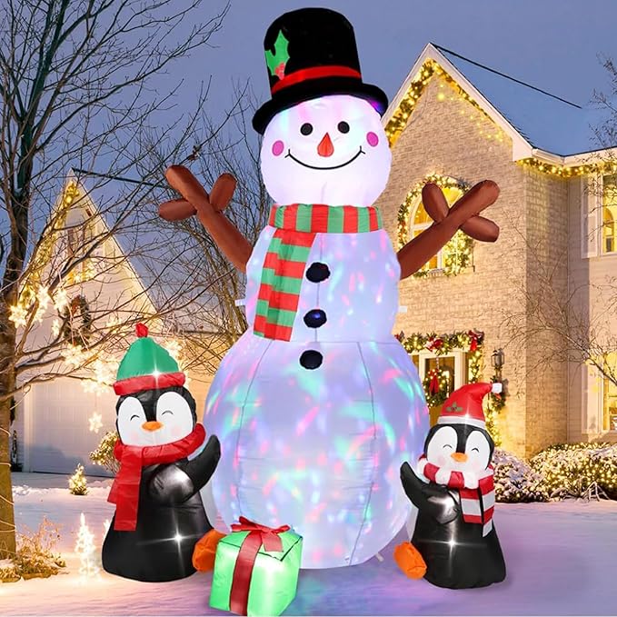 6FT Christmas Inflatable Snowman & Penguins Yard Decor