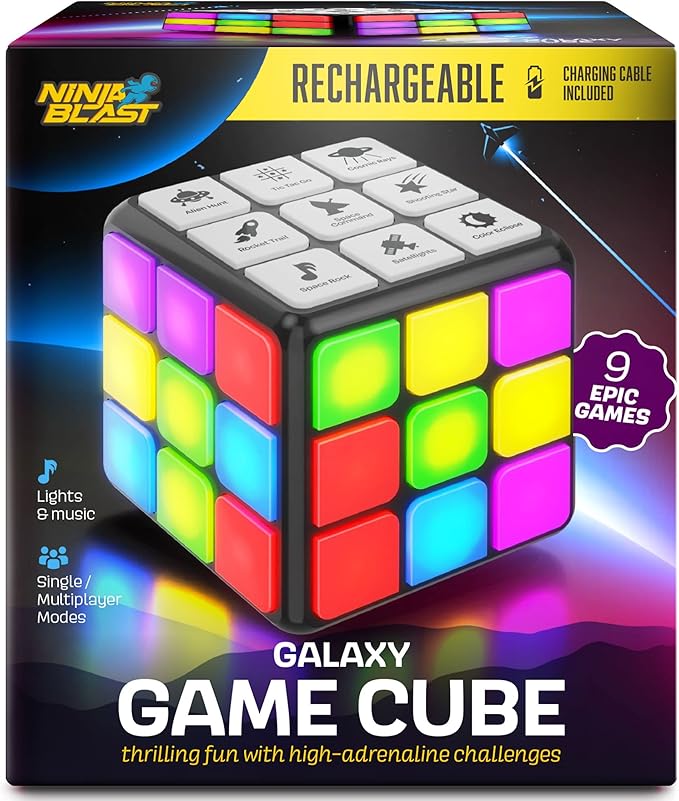 Rechargeable Game Activity Cube with 9 Brain & Memory Games for Kids