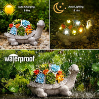 Load image into Gallery viewer, Garden Turtle Statue with Succulent &amp; 7 LED Lights
