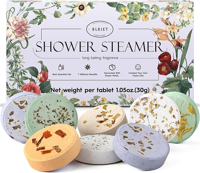 Aromatherapy Shower Steamers - 8-Pack with 7 Scents for Relaxing Spa