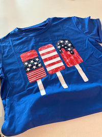 Load image into Gallery viewer, Popsicle Graphic Tee - Women&#39;s 4th of July Short Sleeve Shirt
