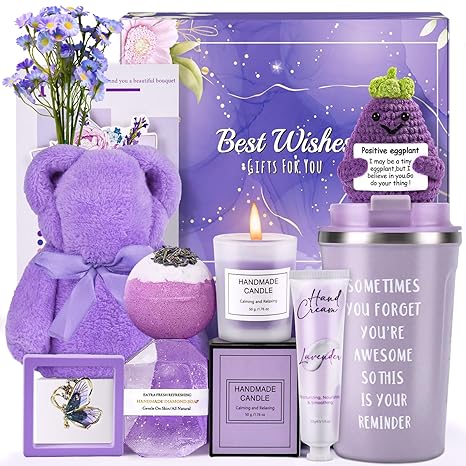 Relaxing Lavender Spa Gift Set for Women with Support Doll