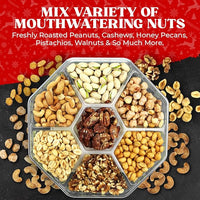 Load image into Gallery viewer, Christmas Mixed Nuts Gift Basket - 7-Section Gourmet Holiday Snack Tray
