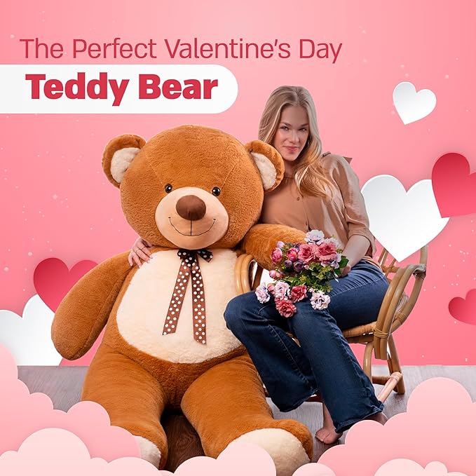 5ft Giant Teddy Bear - Ultra Soft, Fluffy, Perfect Gift for All Occasions