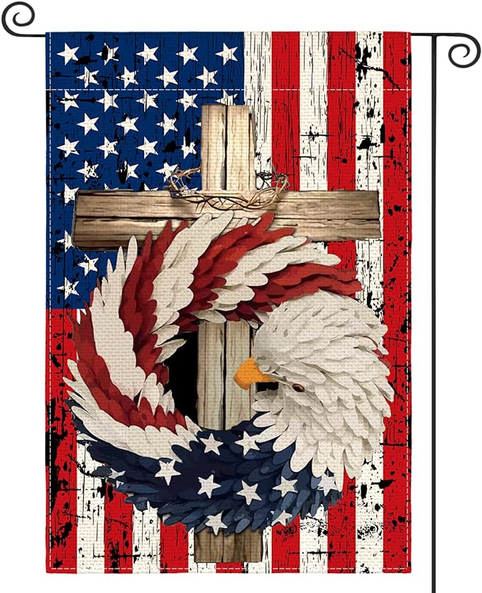 Colorlife Patriotic Eagle Wreath Garden Flag - 12x18 Inch Double Sided Outdoor Decoration