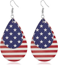 Load image into Gallery viewer, Festive 4th of July Star-Spangled Drop Earrings - Patriotic USA Jewelry Gift
