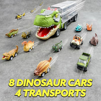 Load image into Gallery viewer, 13-in-1 Dinosaur Transport Truck Toy Set with Sound &amp; Lights, Ages 3-5+
