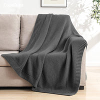 Load image into Gallery viewer, Charcoal Grey Cable Knit Throw Blanket - Soft, Lightweight, 50&quot;x60&quot;
