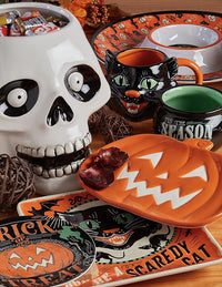 Load image into Gallery viewer, Set of 4 Scaredy Cat 18 oz. Ceramic Mugs – Halloween Holiday Designs
