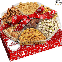 Load image into Gallery viewer, Christmas Mixed Nuts Gift Basket - 7-Section Gourmet Holiday Snack Tray
