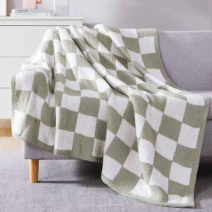 Checkered Microfiber Throw Blanket - Soft, Cozy, Lightweight & Warm 50"x70"