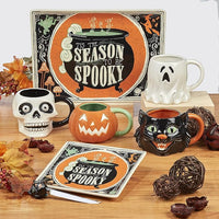 Load image into Gallery viewer, Set of 4 Scaredy Cat 18 oz. Ceramic Mugs – Halloween Holiday Designs
