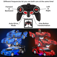 Load image into Gallery viewer, Best Choice Products Set of 2 1/18 Scale RC Remote Control Transforming Robot Sports Car Toys w/ 1 Button Transformation
