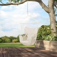 Load image into Gallery viewer, Large Beige Hammock Chair Swing with Metal Support Bar &amp; Cushions
